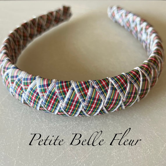 Preppy Christmas Plaid Headband | Slightly Top-padded 