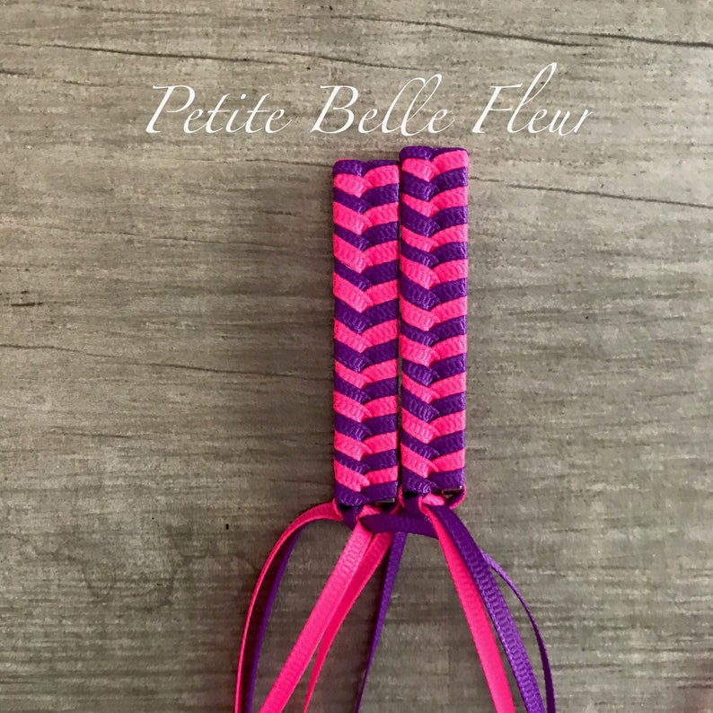 80s Retro Barrettes in Neon Pink and Purple Grosgrain Ribbon Etsy