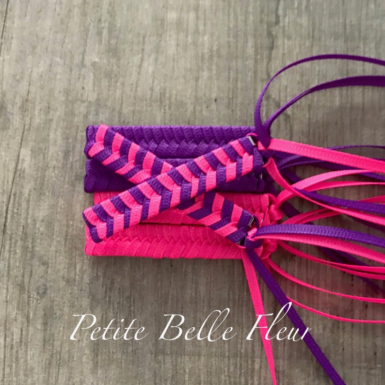 80s Retro Barrettes in Neon Pink and Purple Grosgrain Ribbon Etsy