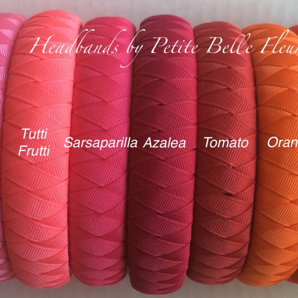 Diadema clásica de cinta de grogrén / 2,5 cm de ancho / Parte superior suave y ligeramente acolchada, colores lisos