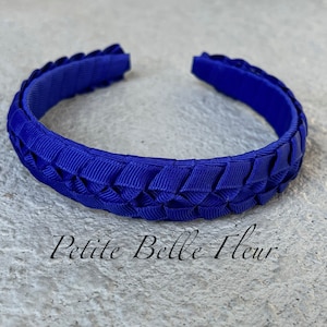 Royal Blue Grosgrain Ribbon Military Braid 1&quot; Flat Tapered Headband
