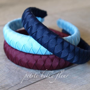Solid Navy Grosgrain Ribbon Headband |  Solid Blue Top Padded Preppy Headband | Preppy Grosgrain Burgundy Ribbon Headband