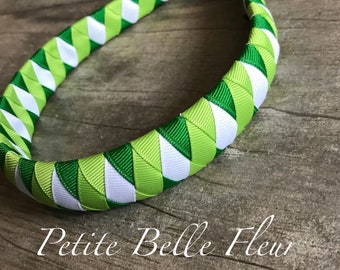 Ribbon Headbands | Padded Headbands | Preppy Headbands | Green Headband | St Patrick's Day Headband | Emerald Lypple White Headband