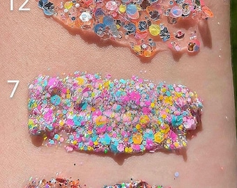 Brillantina gruesa de grado cosmético para rostro y cuerpo: Maquillaje para festivales rave