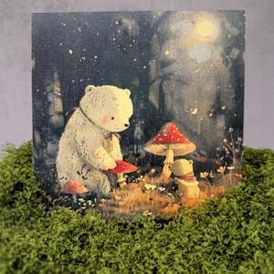 Carte postale en bois – Étagère ou décoration murale pour chambre d'enfant avec support – Cadeau forêt de contes de fées – Décoration rustique pour chambre de bébé – Carrelage en bois – Cadeau en bois