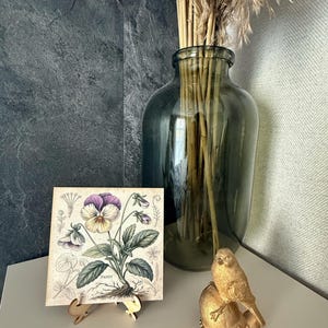 Carte postale en bois Pensée – Carte de vœux botanique – Carte en bois vintage – Kartka Drewniana – Carte florale en bois – Cadeau en bois – Pocztówka