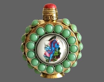 Antieke lichtgevende snuiffles: prachtig email, klassiek damesmotief – zeldzaam erfgoedstuk