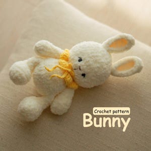 Bunny crochet pattern, amigurumi bunny, low sew crochet toy PDF, easy plush rabbit pattern for beginners, PDF Eng
