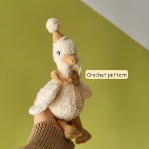Padrão de crochê de ganso, tutorial em PDF de crochê de ganso de pelúcia amigurumi, padrão de crochê digital faça você mesmo em inglês.