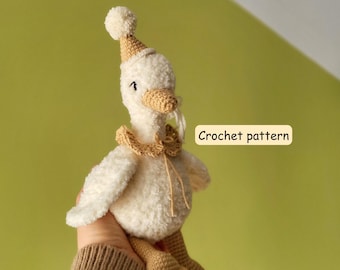 Easy goose crochet pattern, amigurumi plush goose crochet PDF tutorial in English