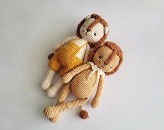 Crochet Lion  Pattern — Amigurumi toy in 2 outfits PDF tutorial in English