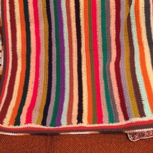 Crocheted Lap Afghan.  Measures 36x32 inches. Multicolored with Free Shipping!