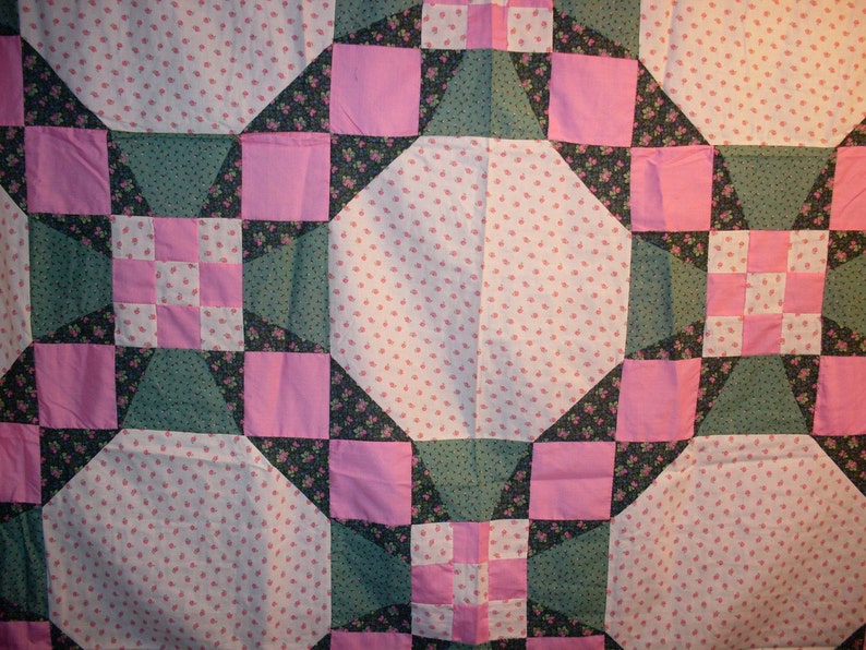 Nine Patch Star Quilt Top and Backing 87x109 Free Shipping and discount price