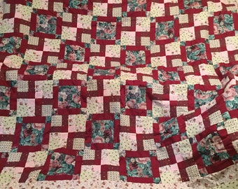 Modern Floral Pattern Quilt Top 88 x 98 Inches with Free Shipping