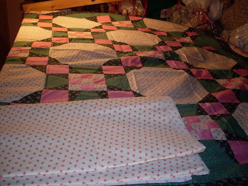 Nine Patch Star Quilt Top and Backing 87x109 Free Shipping and discount price