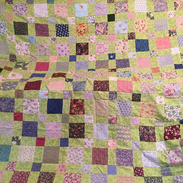 Lots of Blocks Pattern Quilt Top  86 x 100 inches with Free Shipping