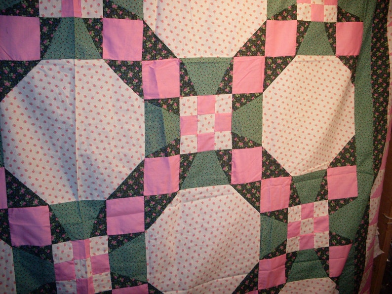 Nine Patch Star Quilt Top and Backing 87x109 Free Shipping and discount price