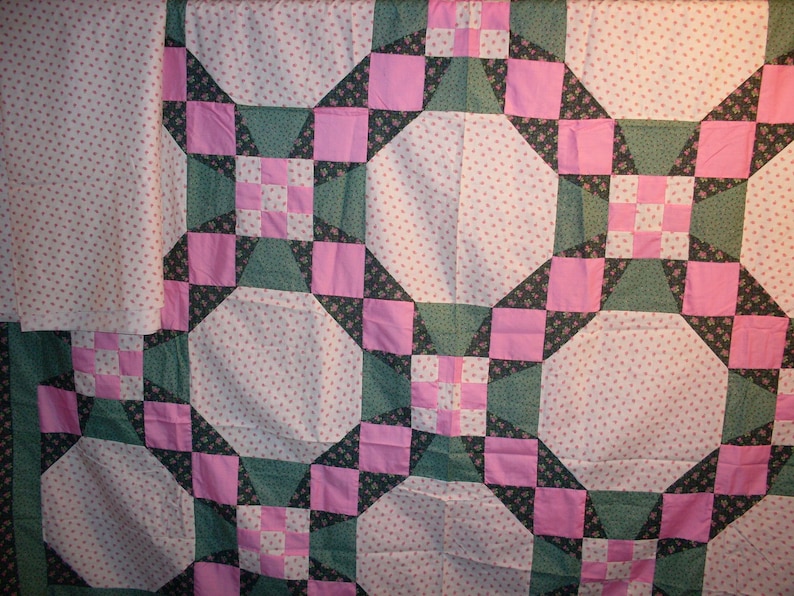 Nine Patch Star Quilt Top and Backing 87x109 Free Shipping and discount price