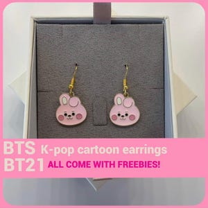 bt21 earrings tata cooky shooky rj koya chimmy mang bts army cute gift