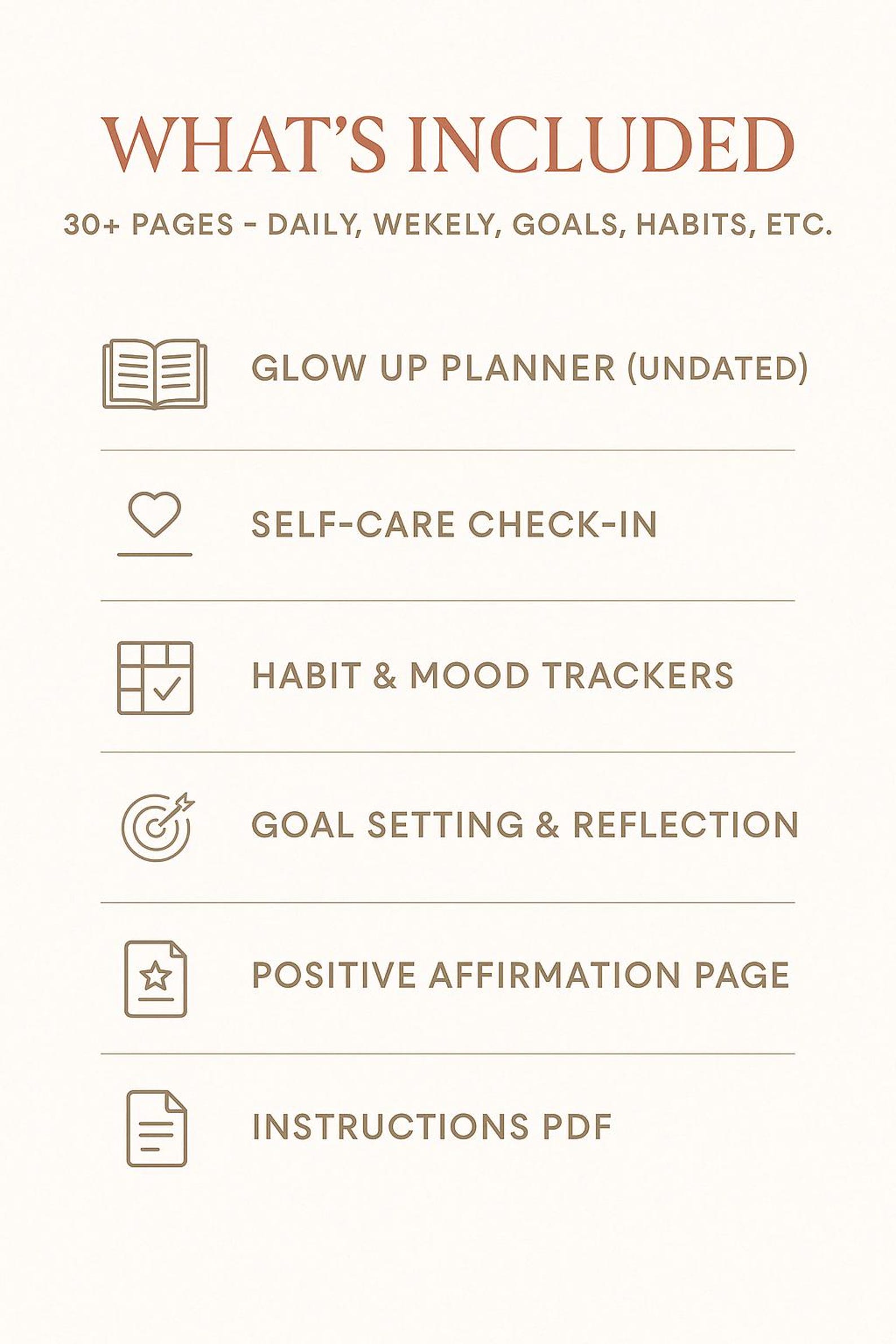 Glow up Planner | Self-care & Productivity Journal | Printable PDF ...