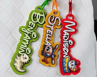Personalized Wooden Name Tag Keychain: Back to School Backpack Charm