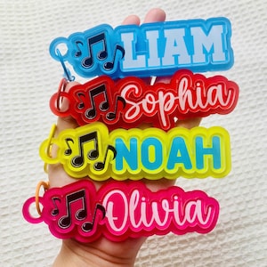 Personalized Marching Band Music Name Tag Keychain | Team Equipment Bag Name Tag, Custom School Backpack ID, Gift for Music Lovers