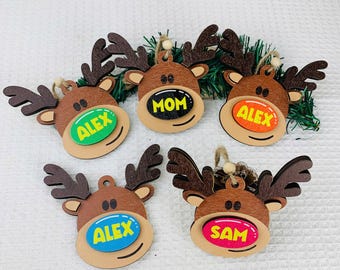 Personalized reindeer 2025 ornament, Christmas Gift Ornament, Custom Name Ornament, Rudolph wooden ornaments, rudolph the red nosed reindeer