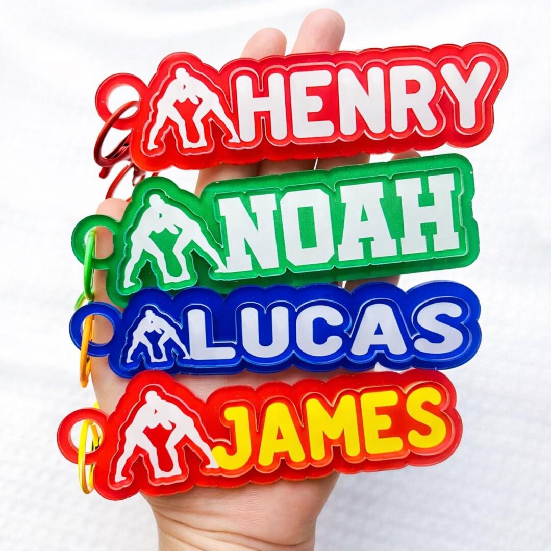 Personalized Wrestling Name Tag Keychain, Custom Wrestler Bag Tag, Boys ...