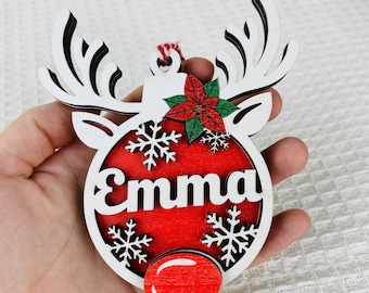 Personalized ornaments reindeer ornament, reindeer christmas ornaments, first christmas ornament reindeer, reindeer family ornament