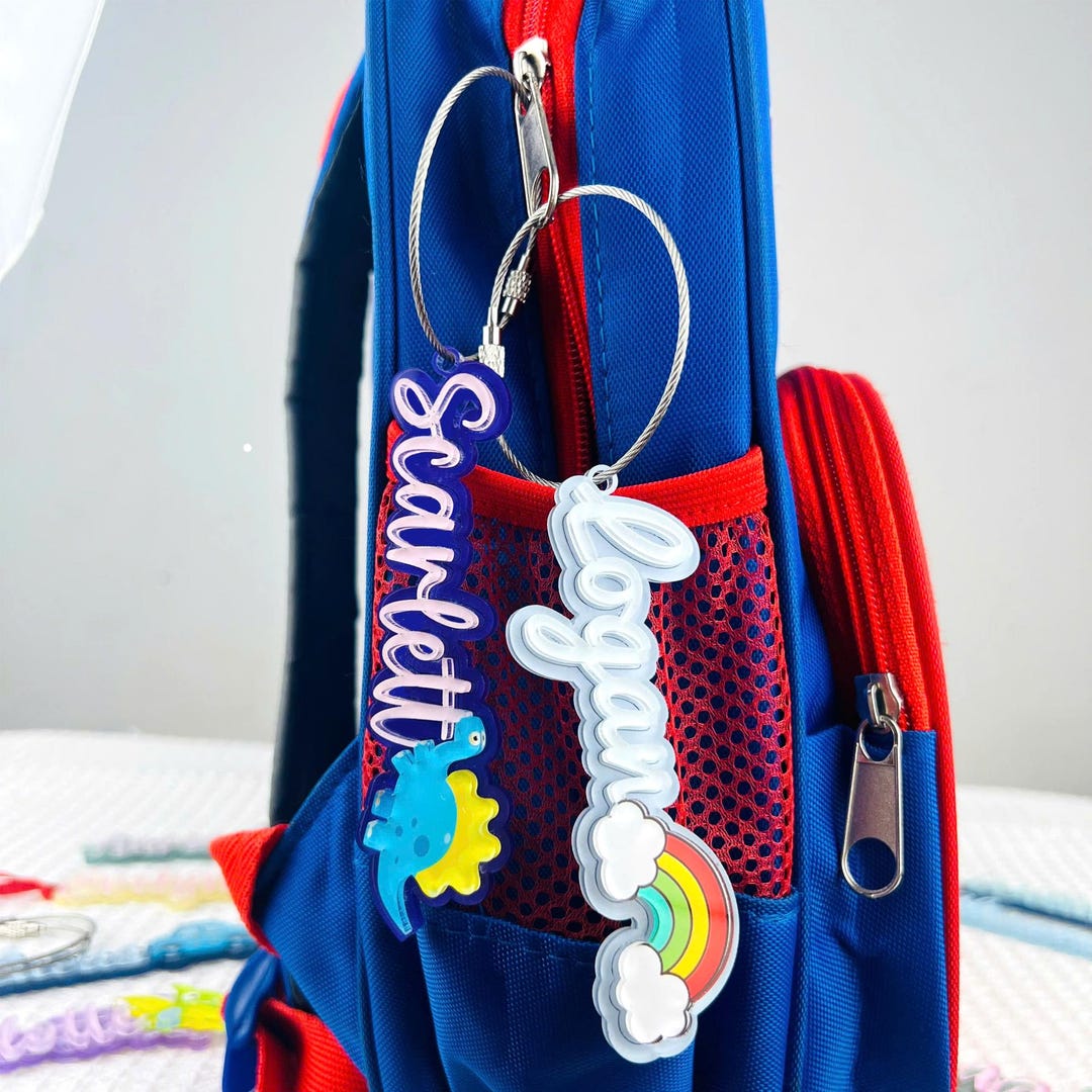 Personalized Acrylic Name Tag – Custom Kids Backpack Tag - Etsy