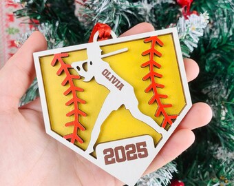 Personalized Softball Ornament for Christmas Tree, Custom Softball Christmas Ornament, Girls Ornament, Gift for Softball Player