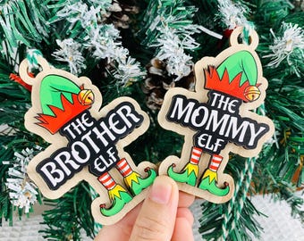 Personalized Elf Ornament 2025, Custom Name & Text Elf Xmas Ornament Elf Family Ornament,Christmas Keepsake, Elf Christmas ornament for kids