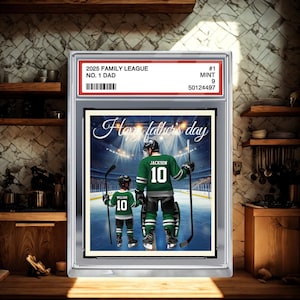 Plaque de bloc acrylique personnalisée pour papa n ° 1, carte à collectionner, cadeau de fête des pères pour joueur de hockey, amateur de hockey, cadeau pour mari de hockey