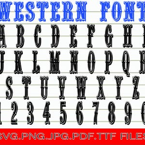 Western Cowboy Font SVG TTF | Old West Vintage Font | Cricut & Silhouette Country Font | Rustic Cowboy Letters PDF Jpg and Digital Download