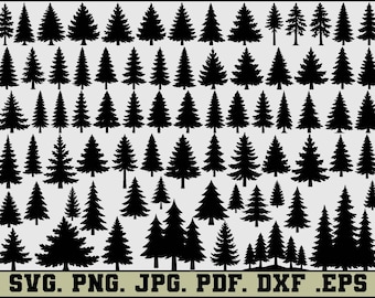 150 Pine Tree SVG Bundle | Evergreen Tree Clipart | Forest Silhouettes | Cut Files for Cricut and Silhouette - png, eps, dxf Formats