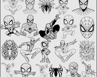 Bundle Spiderman Svg, fichiers coupés Spiderman pour le circuit, Silhouette Spiderman, Clipart Spiderman, Spiderman Png, tête de Spiderman, Spiderman Svg