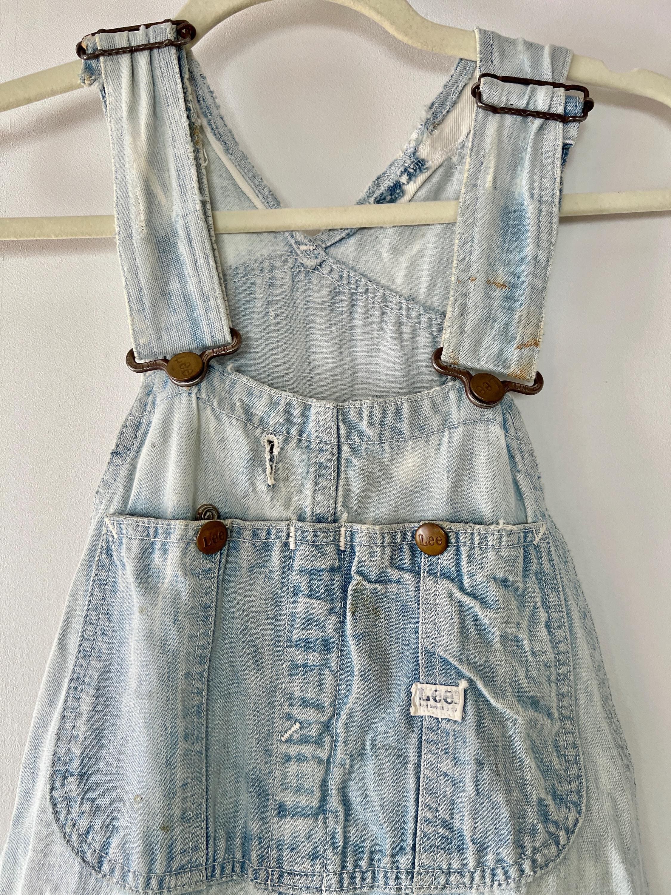 1970s Lee Faded Denim Overalls W=30