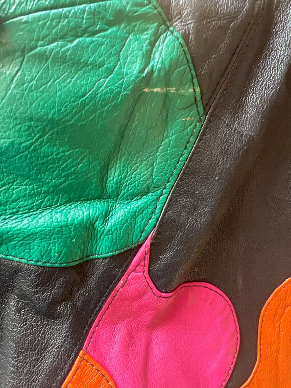1980s Leather Patchwork Daisy Bomber Jacket |XS-M… - image 8