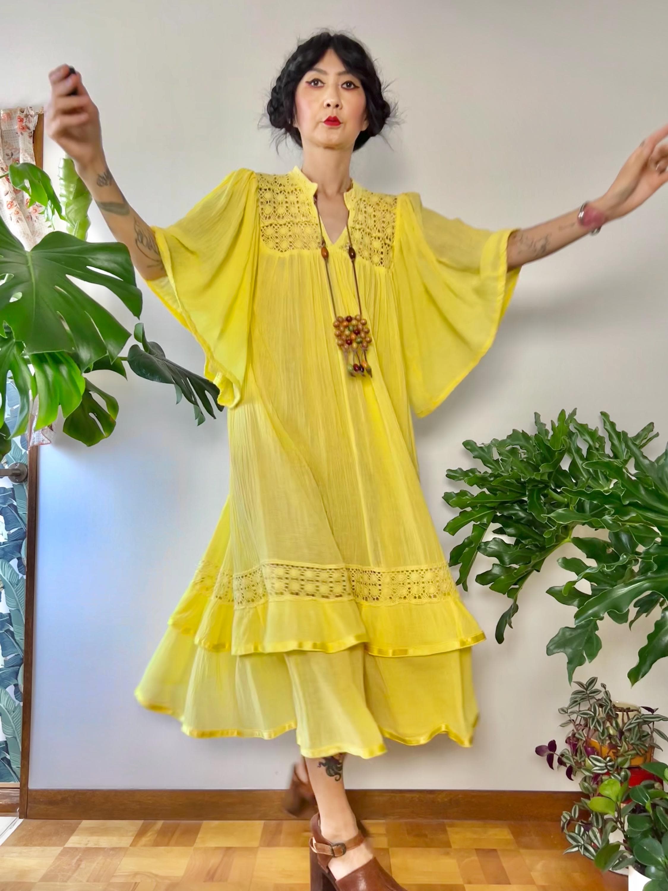 70s Gauze Dress - Etsy