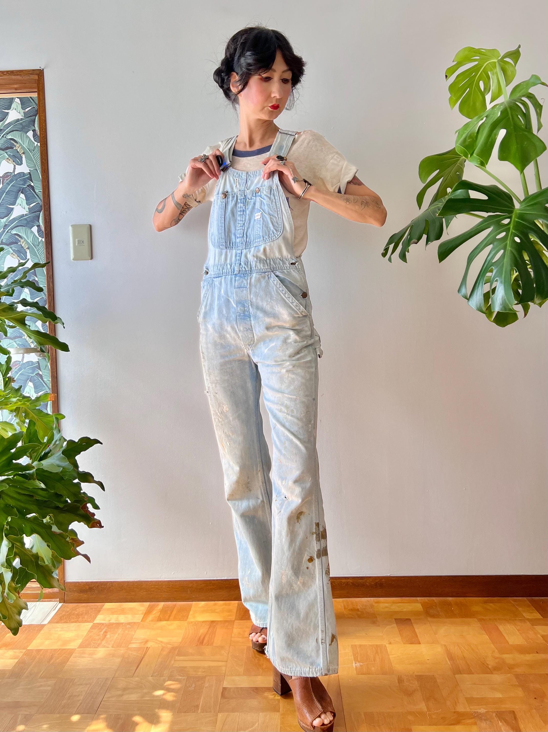 1970s Lee Faded Denim Overalls W=30