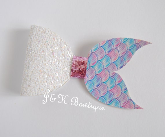 MERMAID GLITTER Hair Bow 3.5”
