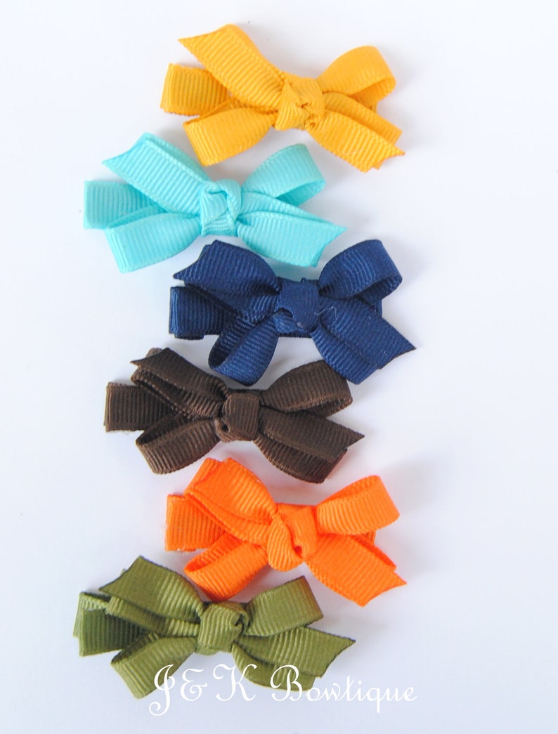 Infant Hair Bow Tiny Hair Bow Mini Bow Clips Fall Hair Etsy