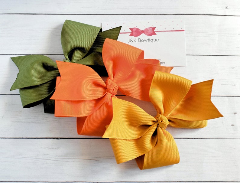Fall Hair Bow Mustard Hair Bow Moss Hair Bow Green Hair Bow Etsy