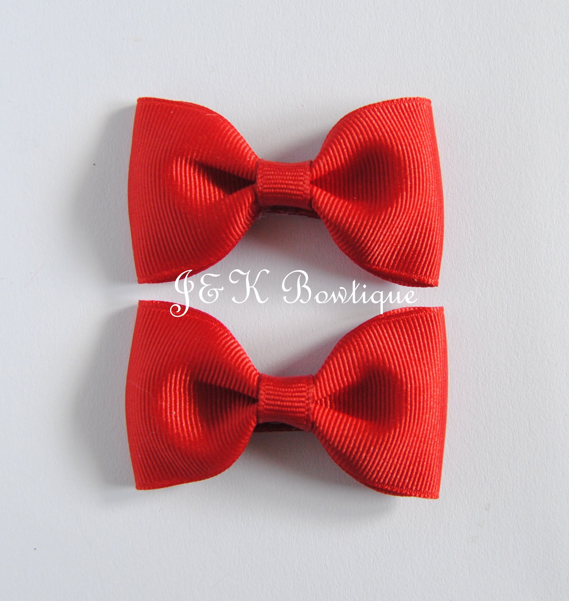 Red Hair Bows Bow Set Small Hair Bows Solid Red Clips Etsy
