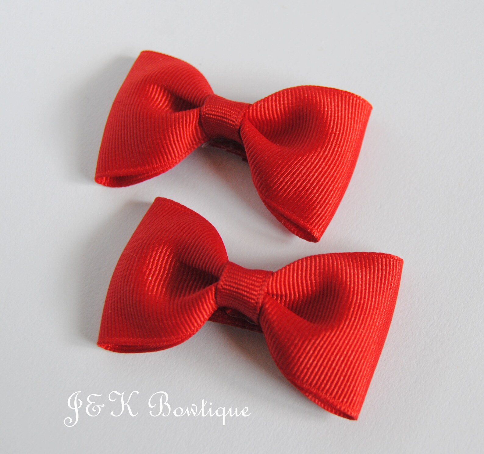 Red Hair Bows Bow Set Small Hair Bows Solid Red Clips Etsy