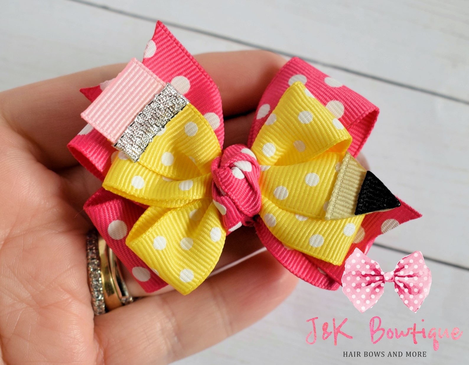 Pencil Hair Bow Back to School Hair Bow Yellow Hair Bow Etsy