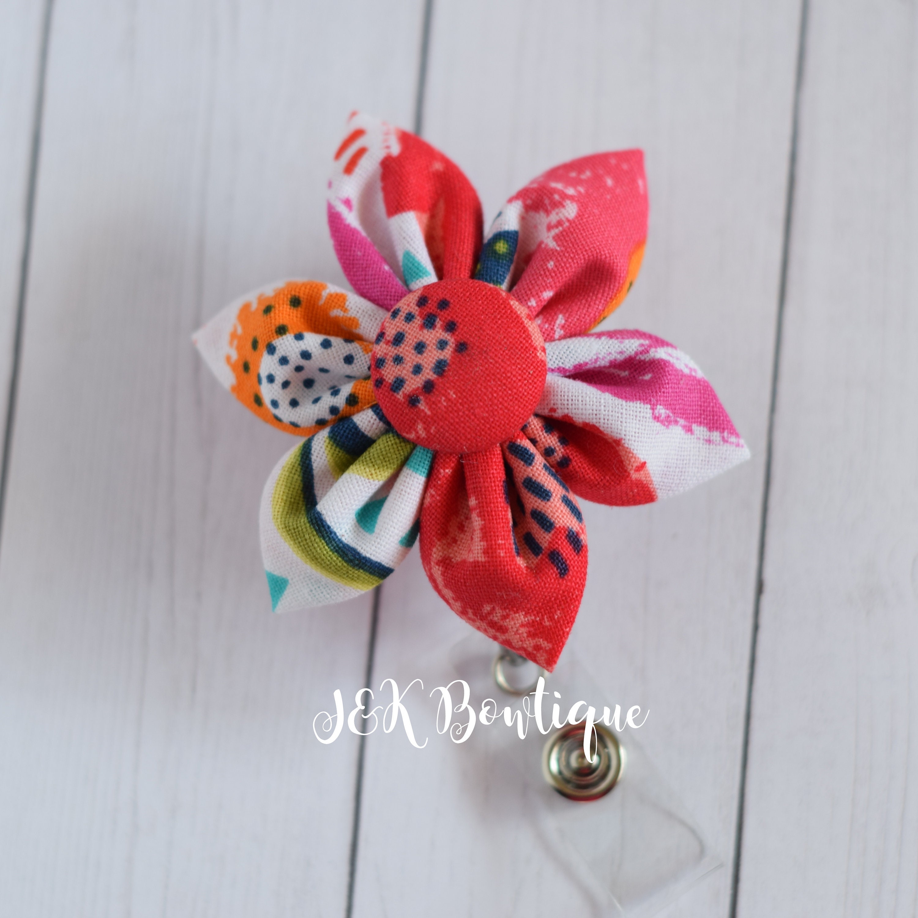 Poppy Fabric flower badge reel Badge Holder id holder nurse Etsy.de