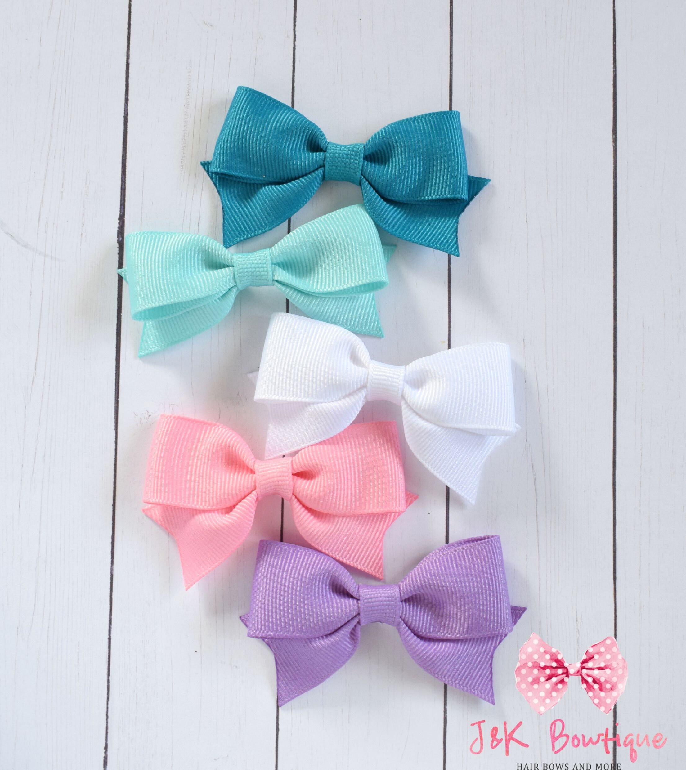 Baby Hair Clips Pigtail Hair Bow Clips Solid Hair Bows Etsy