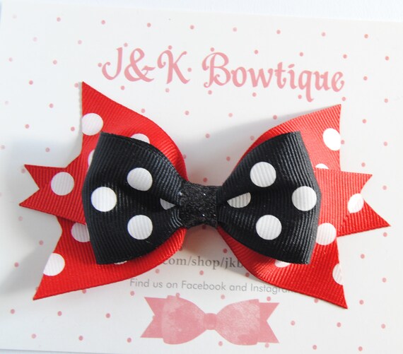 Birthday Hair Bow Red And Black Hair Bow Hair Bows For Etsy