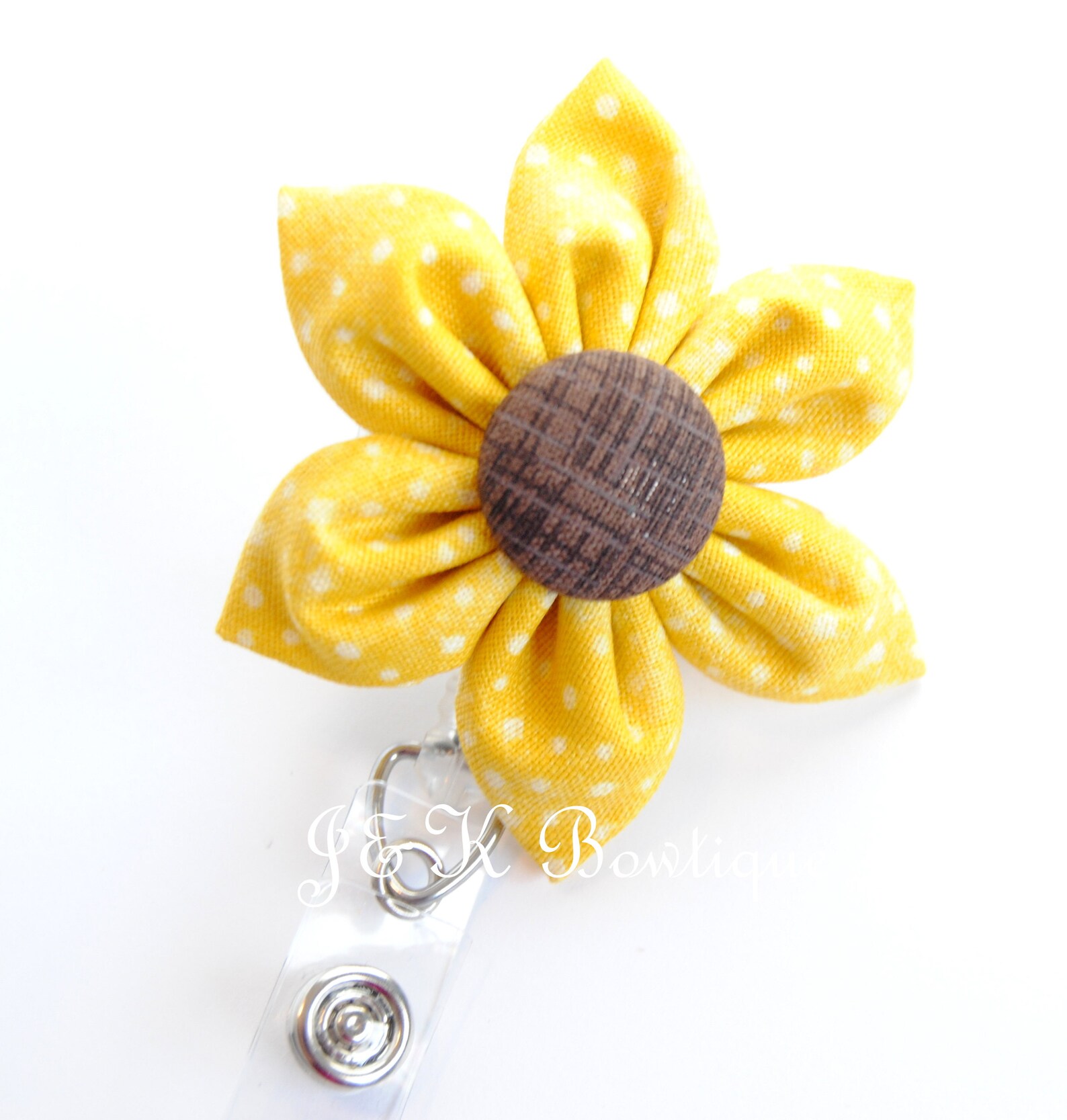 Sunflower Badge Reel Badge Reel ID Clip Flower Fabric Flower Etsy